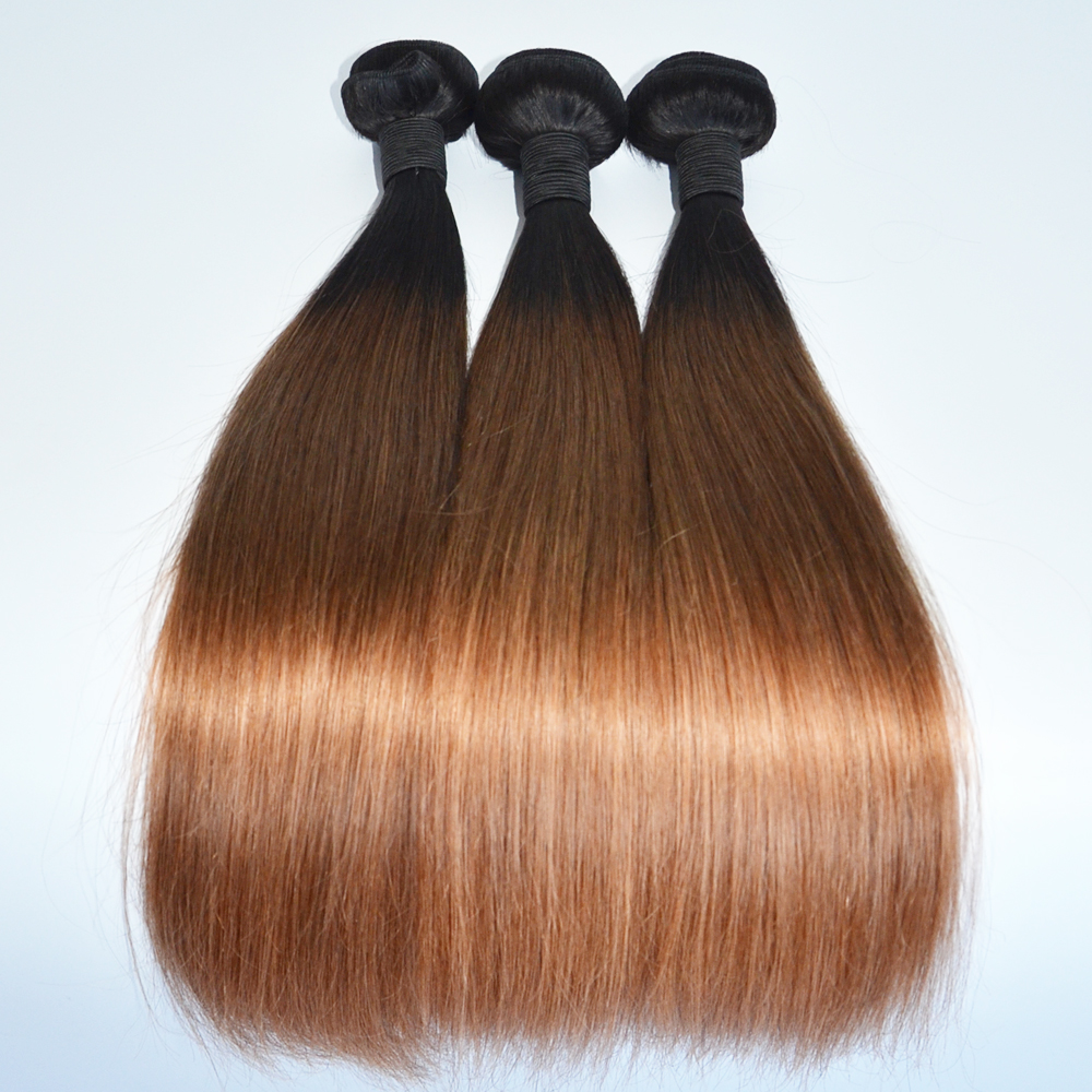 Best Selling 1B/Colored hair weaving two toned 2T Virgin human hair extension YL195